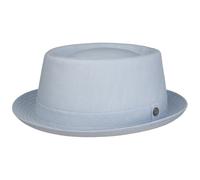 LIERYS Uni Pork Pie Leinenhut Porkpie Pork-Pie-Hut Stoffhut Damen/Herren - Made in Italy mit Futter Frühling-Sommer Sommer - L (58-59 cm) hellblau