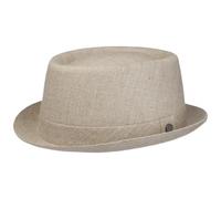 LIERYS Uni Pork Pie Leinenhut Porkpie Pork-Pie-Hut Stoffhut Damen/Herren - Made in Italy mit Futter Frühling-Sommer Sommer - M (56-57 cm) beige