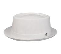 LIERYS Uni Pork Pie Leinenhut Porkpie Pork-Pie-Hut Stoffhut Damen/Herren - Made in Italy mit Futter Frühling-Sommer Sommer - S (54-55 cm) weiß