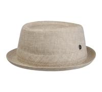 LIERYS Uni Structure Pork Pie Leinenhut Unifarbener Hut Klassische Form Fischgrätmuster Garniturband Made in Italy Herren Frühjahr/Sommer Hellbeige XL (60-61 cm)