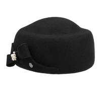 LIERYS Valija Pillbox Wollhut Einfarbige Mütze 100% Wolle Elegante Form Anlasshut Damen Made in Italy Herbst Winter schwarz One Size