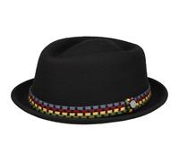 LIERYS Wollhut Pork Pie Knit Colour Band Made in Italy Herren schwarz L (58-59 cm)