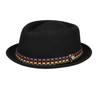 LIERYS Wollhut Pork Pie Knit Colour Band Made in Italy Herren schwarz M (56-57 cm)