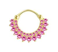 Lieson 1 Stück Nasenpiercing Ring Knorpelohrring Silber 925 18G Nasenringe Set Hoop Creolen Blume Zirkonia Rosenrot Piercing Septum Knorpel Tragus Helix Ohrringe Gold