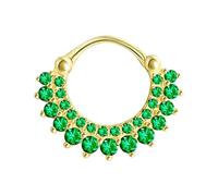 Lieson 1 Stück Nasenpiercing Silber 925 18G Nasenpiercing Hoop Creolen Blume Zirkonia Grün Piercing Septum Knorpel Tragus Helix Ohrringe Gold