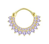 Lieson 1 Stück Nasenring Silber 925 18G Nasenring Hoop Creolen Blume Zirkonia Lila Piercing Septum Knorpel Tragus Helix Ohrringe Gold