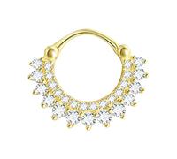 Lieson 1 Stück Nasenring Silber 925 18G Nasenring Hoop Creolen Blume Zirkonia Weiß Piercing Septum Knorpel Tragus Helix Ohrringe Gold