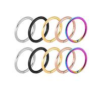 Lieson Creolen Edelstahl Damen Herren, Creolen Ohrringe Bunt Ohrringe 5 Paar 1.2MM Breit Rund Einfach 16 MM