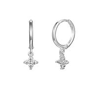 Lieson Mädchen Ohrringe, Damen Creolen Silber 925 Kreuz Blume mit Zirkonia Ohrhänger Damen Silber