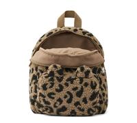 Liewood Allan Rucksack „Leo oat / Black panther“, Teddystoff, mittel, 3-7 Jahre