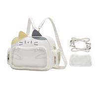 Lifelix Kawaii Ita Bag Katzenrucksack Y2k Mädchen Japanische Schultasche Anime Schulter Crossbody mit Pin Display, gelb, 9.4*3.9*7.5 inch, Niedlich