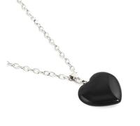 LifgWas Damen Halsketten mit Edelstein herzförmige Anhänger, Edelstahl Halskette, Obsidian Anhänger, einzigartige Geschenke für eine Frau (2CM, schwarz)