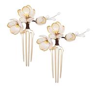 LIFKICH 2 Stück Retro Haarkamm aus Metall mit Lotus Motiv Chinesischer Haarschmuck im Vintage Stil Stabiler Seitenkamm für Traditionelle Frisuren und Hanfu