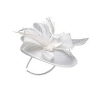 LIFKICH Mesh Stirnband mit Schleier und Blume Feder Haaraccessoire für Damen 1 Stück Weiß Geeignet für Hochzeitsfeier und Abendveranstaltung