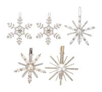 LIFKICH Perlenhaarnadeln 5 Stück Glitzernde Schneeflocken Haarspangen mit Strass und Perlen Elegante Haarschmuck Dekoration für Frauen und Bräute bei Hochzeiten und Zufälliger Stil