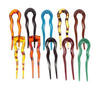 LIFKOME 10 Stück U Förmige Haarnadeln Retro Stil Kunststoff Haarspangen mit Vintage Muster Vielseitige Kopfbedeckungen für Frauen und Mädchen