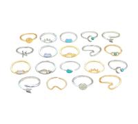 LIFKOME 19 Stück Türkisfarbener Metallringe aus Legierung Verstellbare Fingerringe Stilvoll und Angenehm zu Tragen für Partys und Teenager Mädchen
