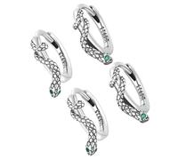 LIFKOME 2 Paare Sterling Silber Schlangen Ohrstecker Damen Hypoallergen Grüner Zirkonia Elegante Tier Schmuck Alltag und Party