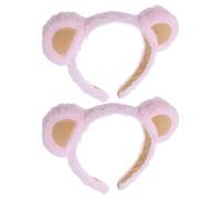 LIFKOME 2 Stück Pack Bärenohren Haarreif für Mädchen Weiches Plüsch Stirnband mit Tierohren Rosa Cosplay und Spa Gesichtsbehandlungs Accessoire