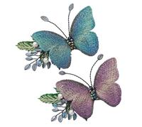 LIFKOME 2 Stück Schmetterlings Haarspangen Bestickt Haarklammern für Frauen und Mädchen Seitlicher Clip Bunte Haarnadeln für Festliche Anlässe