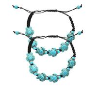 LIFKOME 2 Stück Verstellbares Türkis Schildkröten Armband Handgefertigt Damen Schmuck Verspieltes Design Geschenk Modisch Vielseitig Kombinierbar