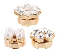 LIFKOME 3Er Set Diamantverzierte Hemdknöpfe Nähknöpfe Mit Strasssteinen Manschettenknöpfe Kragenverzierungen Goldene Hemdknöpfe