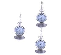 LIFKOME 3stücke Vintage Taschenuhr Für Herren Edelstahl Mit Abnehmbarer Kette Mechanisches Uhrwerk Arabische Ziffern Silbernes Gehäuse Stunden Anzeige Für Tägliche Nutzung Und