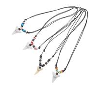 LIFKOME 4 Stück Sommer Halskette Verstellbare Halskette Bulk Haizahn Zahn Dekoration Anhänger