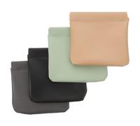 LIFKOME 4 Stück Teiliges Kleine Kosmetiktaschen aus Leder Selbstschließend Kompakt und Leicht als Makeup Pouch für Handtasche Reise und Alltag in Khaki Schwarz Hellgrün und Dunkelgrau