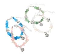 LIFKOME 4 Stück Teiliges Verstellbarer Boho-armbänder mit Steinperlen Dehnbare Strandarmbänder mit Meeresmotiv Muschel- Schildkröten Meeresstern-charm für Frauen Sommerliche