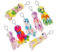 LIFKOME 7 Stück Plüsch Oktopus Schlüsselanhänger Bunt Weicher Ozean Anhänger für Rucksack Auto und Tasche Vielseitiges Kuscheltier Accessoire