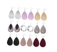 LIFKOME 9 Paare Teiliges Pu leder Ohrring Leoparden Schlangenmuster Wasserfallförmige Ohranhänger Leichte Kunstleder Ohrhänger für Damen Geeignet für Party Festival und Kostüm