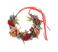 LIFKOME Blumenkranz Stirnband für Damen Detailreiches Haarband mit Künstlichen Rosen Farbenfroher Haarschmuck für Urlaub Hochzeit Ländlicher Stil Feen Inspiriert