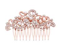 LIFKOME Braut Haarkamm Perlen Strass 8,5x6x1cm Roségold Eleganter Haarschmuck für Damen Hochzeit Ball Kopfschmuck Accessoire