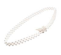 LIFKOME Elegante Brautkette mit Lochmuster und Imitation Perlen in Weiß Stilvoller Taillengürtel als Taillenschmuck für Frauen für Sommerstimmung und Besondere Anlässe