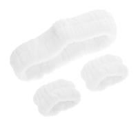 LIFKOME Gesichtswasch Stirnband und Elastisches Make Up Haarband aus Weichem Plüsch Wasserabsorbierend mit Armbändern für Gesichtsreinigung Spa und Alltag Weiß