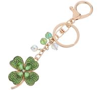LIFKOME Glitzernder Schlüsselanhänger Vierblättriges Kleeblatt aus Metall Grün mit Strass Kompakter Glücksbringer für Handtasche Rucksack Damen Zubehör St Patrick’s Day