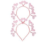 LIFKOME Glitzerndes Herz Stirnband 2 Stück Rosa Pailletten Haarreif für Valentinstag Party und Hochzeit Festliches Haar Accessoire für Mädchen