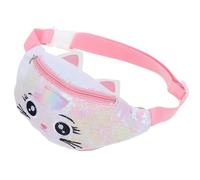 LIFKOME Gürteltasche mit Verstellbarem Gürtel Glänzende Pailletten Bauchtasche mit Niedlichem Katzenstickerei Motiv für Mädchen und Jungen als Umhängetasche und Hüfttasche für Alltag und