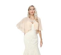 Lifup Damen Perlen Chiffon Schal Stola Umschlagtücher, Weiche Capelets Umhänge für Kleid Shrug Hochzeit Cape für Braut Sommer Festliche Abendkleid Beige