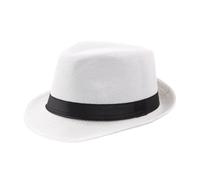 Lifup Fedora für Herren Damen, Strohhut Trilby für Sommer Kurze Krempe Panama Hut für Strand White One Size