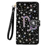 LIFUTOPIA Geldbörse mit glitzernden Strass-Sternen, glitzernde Handgelenk-Clutch-Geldbörse, Glitzernder Steinbock, Small