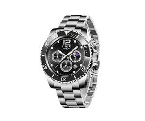 LIGE Herrenuhr, Stahl-Mondphasenuhr für Herren, Sidabras judas-1