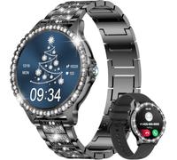 LIGE Smartwatch Damen, 1.32" Diamant Smart Watch, Schwarz | 500+ Ziffernblätter, IP68 Wasserdicht, 100+ Sportmodi Fitnessuhr, Herzfrequenz, Schrittzähler Armbanduhr, Edelstahlarmband