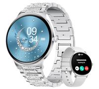 LIGE Smartwatch Damen 1.43" AMOLED Touchscreen mit Telefonfunktion, Fitnesstracker Damen 120+Sportmodi/IP68/SpO2/Herzfrequenz/Menstruationszyklus Diamond Smart Watch für iOS Android(Silber)