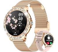 LIGE Smartwatch Damen mit Telefonfunktion, 1.32" Diamant Fitnessuhr für IOS Android, Menstruationszyklus, Herzfrequenz, Schrittzähler Armbanduhr, 500+ Ziffernblätter Smart Watch, Rose Gold Mesh