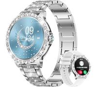 LIGE Smartwatch Damen mit Telefonfunktion, 1.32" Diamant Fitnessuhr für IOS Android, Menstruationszyklus, Herzfrequenz, Schrittzähler Armbanduhr, 500+ Ziffernblätter Smart Watch, Silber Edelstahl