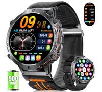 LIGE Smartwatch Herren Militär mit Große 900mAh-Akku, 1,73" AMOLED Großbildschirm Fitnessuhr Herren mit Kompass Barometer, 110+ Sportmodi, IP68 Wasserdicht Smart Watch for Android iOS