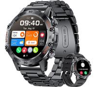 LIGE Smartwatch Herren mit Metallband, 1,39 Zoll Militär Smart Watch mit Herzfrequenz, Blutdruck, Schlafüberwachung