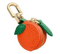 Ligficn Geldbörse mit Erdbeer-/Zitronen-Motiv, Obst-Anhänger, niedlicher Schlüsselanhänger, Mini-Tasche, Geldbörse, Münztasche, niedliches modisches Accessoire für Mädchen und Frauen, Orange/Abendrot